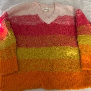 Anthroplogie pink and orange sweater